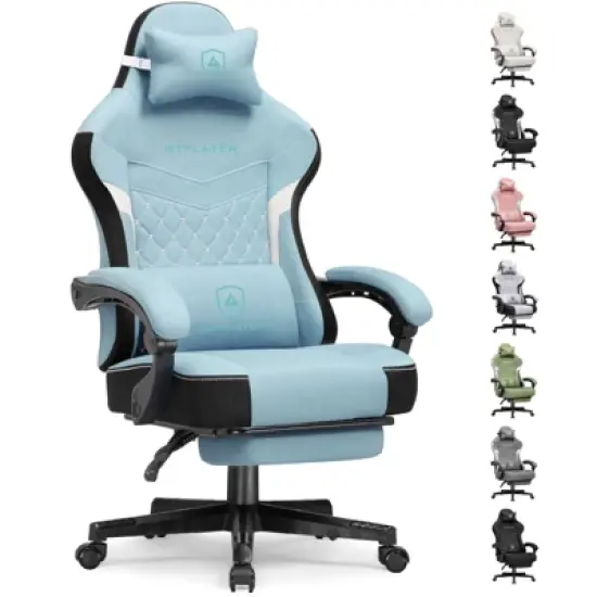 GTPLAYER Gaming Chair with Footrest, Premium Breathable Fabric, Waist Support, Linkage Armrest image {14}