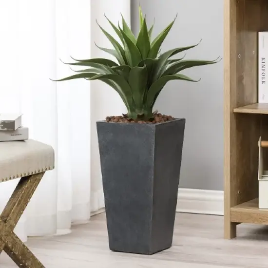LuxenHome Square Tapered 18.5" H House Planters, Indoor & Outdoor Black image {7}