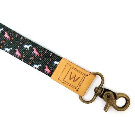 Wrapables Lanyard Keychain and ID Badge Holder, Unicorns Black image {1}