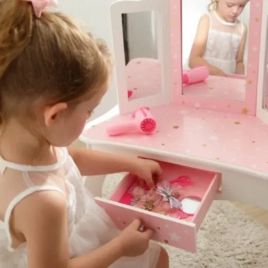 Fashion Twinkle Star Gisele Play Vanity Set Pink/White - Teamson Kids image {8}