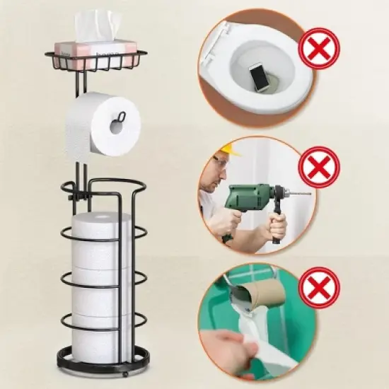 Tissue Paper Roll Stand, Bathroom Toilet Paper Storage Holder, Floor Standing Toilet Paper Dispenser image {9}
