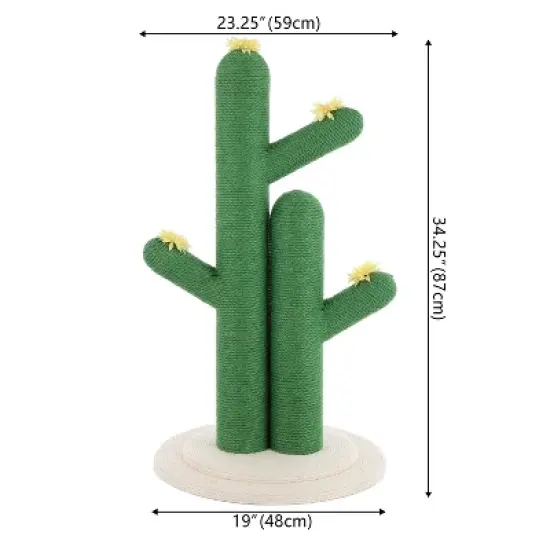 Socorro Modern Jute Double-Cactus Cat Scratching Post with Flower Toys image {3}