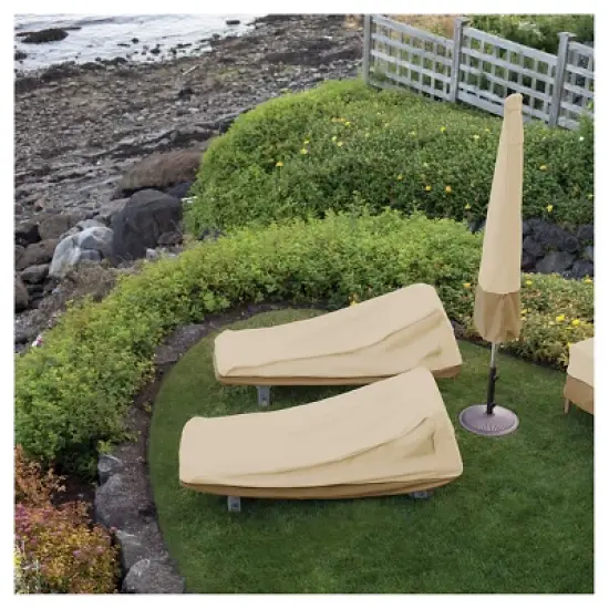 Veranda Double Wide Patio Chaise Lounge Cover - Light Pebble - Classic Accessories image {4}