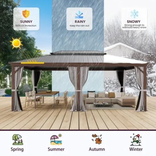 EROMMY Heavy-Duty 20 FT x 12 FT Metal Hardtop Gazebo image {4}