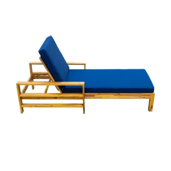Wood Adjustable Backrest Outdoor Lounge Chair, Suitable for Gardens, Terraces and Poolside Areas image {2}