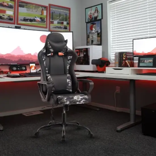 FDW Gaming Chiar Comfortable and Stylish Massage Office Chair with Adjustable Lumbar Support 360-Degree Swivel and Smooth-Rolling Casters image {1}