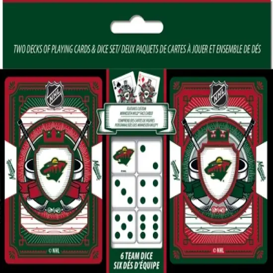 MasterPieces Officially Licensed NHL Minnesota Wild 2-Pack Playing cards & Dice set for Adults image {1}