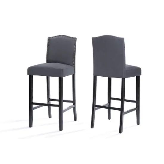 Set of 2 Darren Contemporary Upholstered Barstools with Nailhead Trim - Christopher Knight Home image {5}