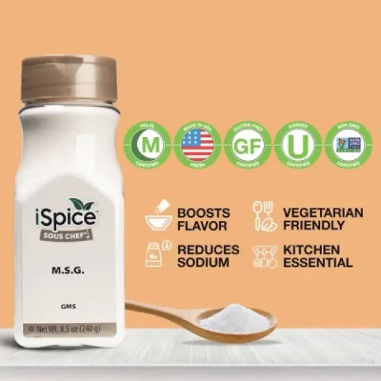 iSpice | MSG Enhancer | 8.5 oz | Gourmet Spice | Kosher | Food Grade & BPA Free Bottle image {1}