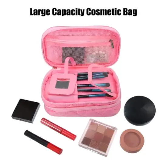 Unique Bargains Cosmetic Bag Travel Makeup Bag Cosmetic Brush Organizer Skin Care Storage Bag for Women 7.87"x4.72"x3.15" 1 Pc image {4}