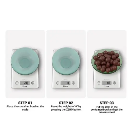 iHome 11lb Glass Kitchen Food Scale image {2}