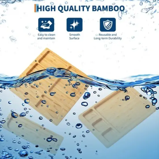 GustoWave 3-in-1 Large Cheese Cutting Board Set, Bamboo Food Cutting Board Gift Set with Knife Set, Party Dessert or Deli Cutting Board Set image {4}