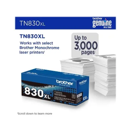 Brother TN830XL Black High Yield Toner Cartridge Print Up to 3 000 Pages (TN830XL) image {3}