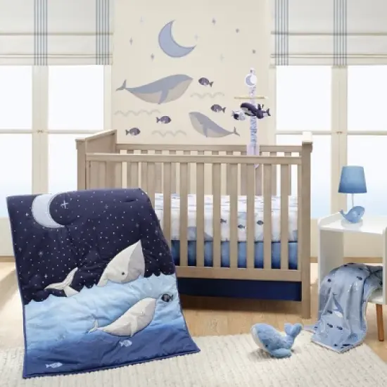 Lambs & Ivy Bubbles & Squirt 100% Cotton Whale/Ocean Fitted Crib/Toddler Sheet image {5}