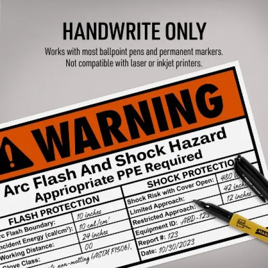 Avery Arc Flash/Shock Warning Labels, Waterproof, UV Resistant, Preprinted, Handwrite-Only, 4.75" x 7.75", 40 Warning Decal Labels image {3}