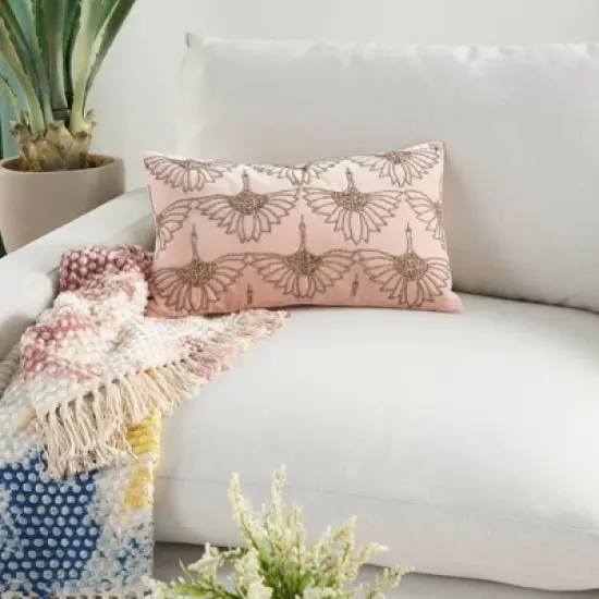 12"x20" Sofia Beaded Flowers Lumbar Throw Pillow - Mina Victory image {4}