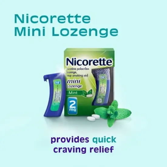 Nicorette 2mg Mini Lozenge Stop Smoking Aid - Mint image {23}