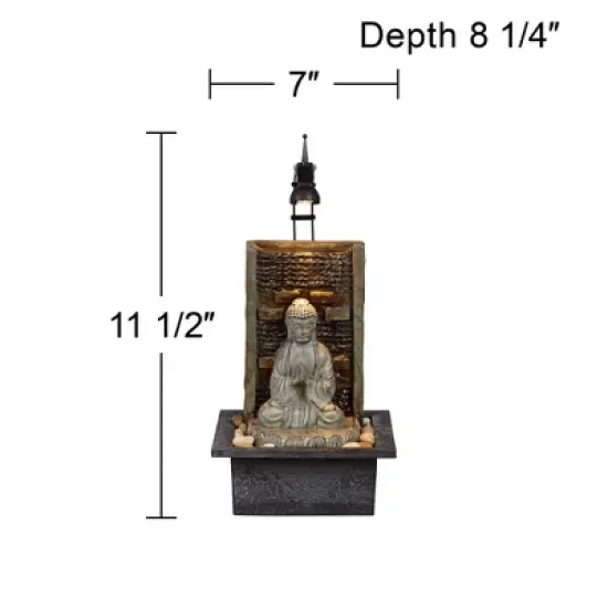 John Timberland Namaste Buddha Zen Waterfall Indoor Tabletop Water Fountain with LED Light 11 1/2" for Table Office Desk Home Bedroom Meditation image {5}