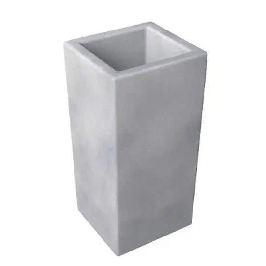 LeisureMod Terra Tall Square Fiberstone Planter Pot with Drainage Holes, Weather-Resistant for Indoor/Outdoor Use image {4}