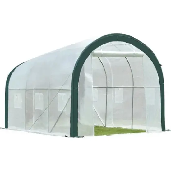 Aoodor 12ft. x 7ft. x 7ft. Outdoor Walk-in Large Tunnel Greenhouse 2 Roll-Up Zipper Door image {5}