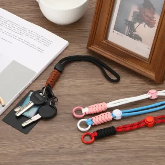 Unique Bargains Adjustable Hanging Braided Strap with Spring Ring Paracord Lanyard Keychains 4 Pcs image {2}