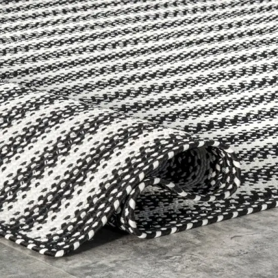 nuLOOM Kennedy Braided Stripes Indoor and Outdoor Patio Area Rug image {3}