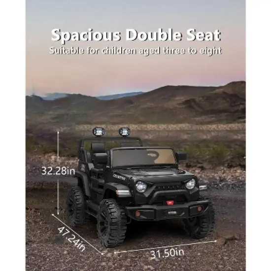 2-Seat Kids Ride-On Car, 4-Wheel 24V Electric Vehicle with Remote Control, Bluetooth, Music, 3 Speeds, 2x200W Powerful Motors image {1}