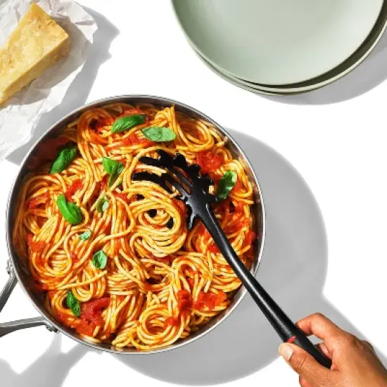 OXO 3pc Nylon Utensil Set Black: Kitchen Utensils with Soft-Grip Handle, Includes Pasta Spoon & Slotted Turner image {3}