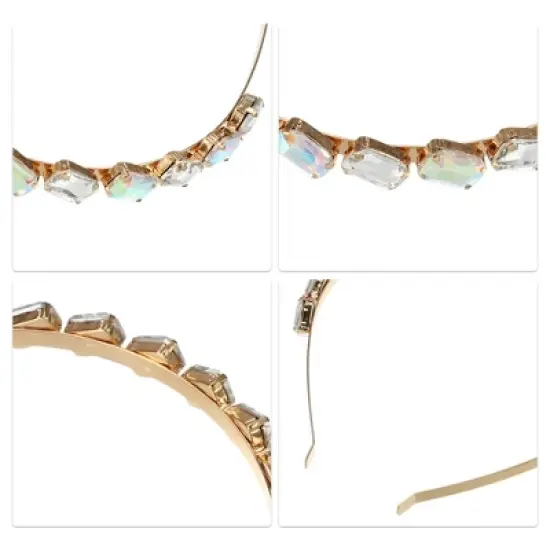 Unique Bargains Women's Metal Square Colorful Glass Crystal Rhinestone Headband image {2}
