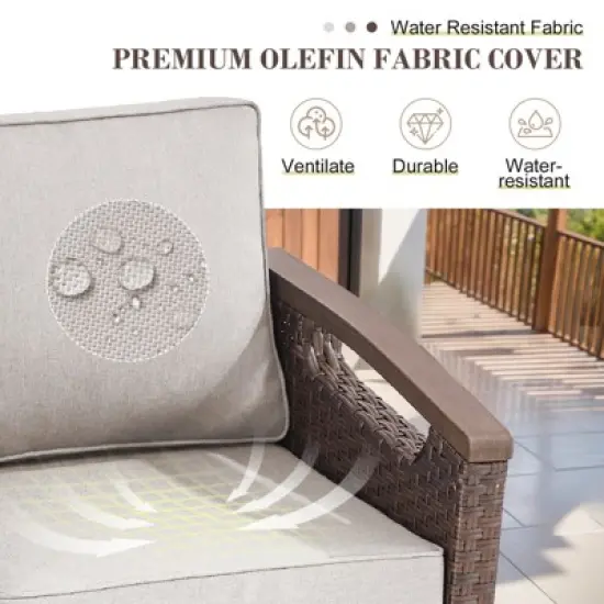 Belord 4 Piece Patio Furniture Set, Dark Brown Hand-Brushed Arms Swivel Glider Patio Chairs Set of 2 with Ottomans image {5}