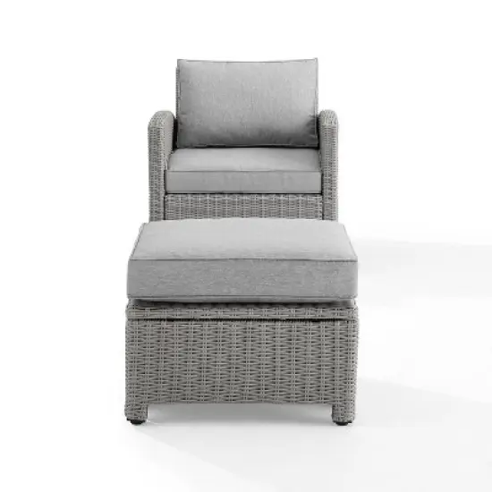 Bradenton 2pc Outdoor Wicker Arm Chair & Ottoman Set - Crosley image {6}