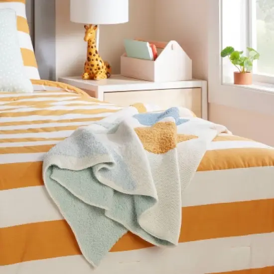 48"x58" Knit Kids' Throw Shapes Cream - Pillowfort&trade; image {2}