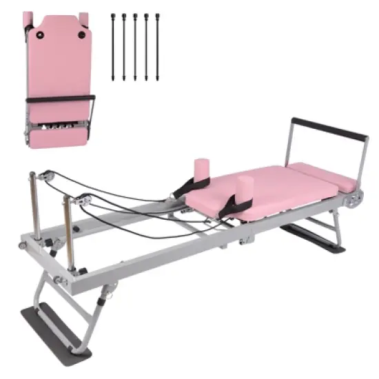 COZONY Pilates Reformer Machine with Wheels, Adjustable Headrest & Armrests, 2 Resistance Band Sets,  300 lb Capacity image {11}