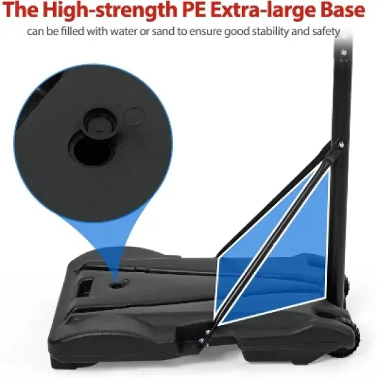Kids Basketball Hoop,Outdoor Portable Adjustable Basketball Goal System w/ 2 Wheels, 5-7 Ft Swimming Pool Basketball Hoop Outdoor 28in Backboard image {6}