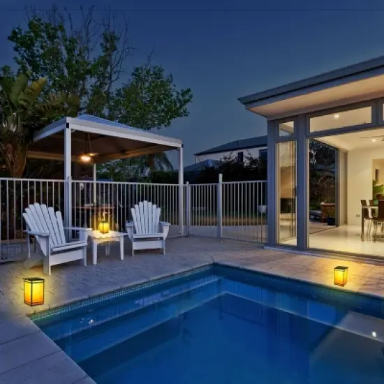 8" LED Solar Portable Outdoor Lantern with Flame - Techko Maid image {9}