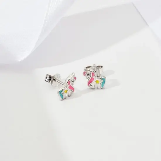 Girls' Miss Unicorn Standard Sterling Silver Earrings - In Season Jewelry image {1}