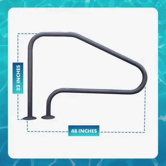 Saftron RTD-448-GG 4 Bend Swimming Pool Mounted Polymer Handrail, Gray (2 Pack) image {2}