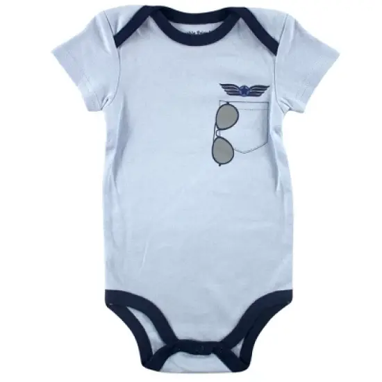 Luvable Friends Baby Boy Cotton Bodysuits 5pk, Airplane image {2}