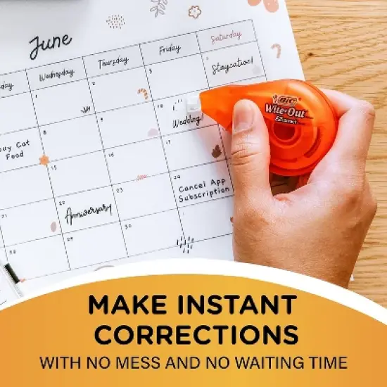 BIC Wite-Out EZ Correct Correction Tape White Pack of 6 (BICWOTAPP11-6) image {4}