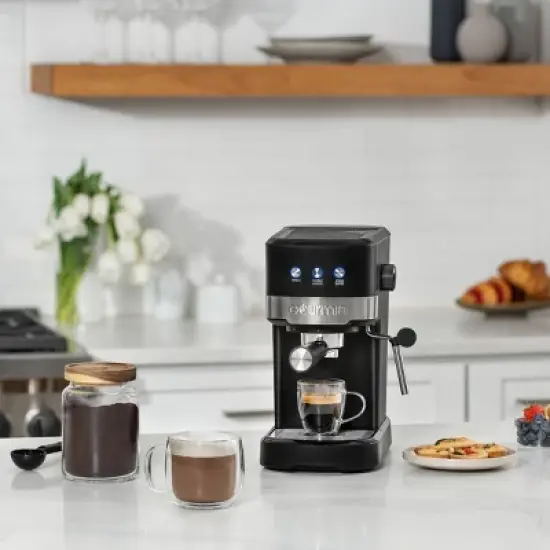 Gourmia 15 Bar Espresso Maker with Powerful Frothing Wand &ndash; Black: 1500W, 30oz Capacity, Electric, Hand Wash image {2}