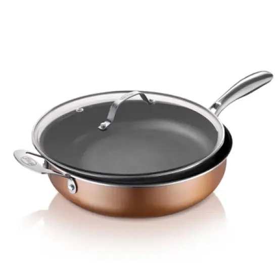 Gotham Steel Copper Cast Textured 5.5 QT Nonstick Jumbo Cooker with Glass Lid image {4}