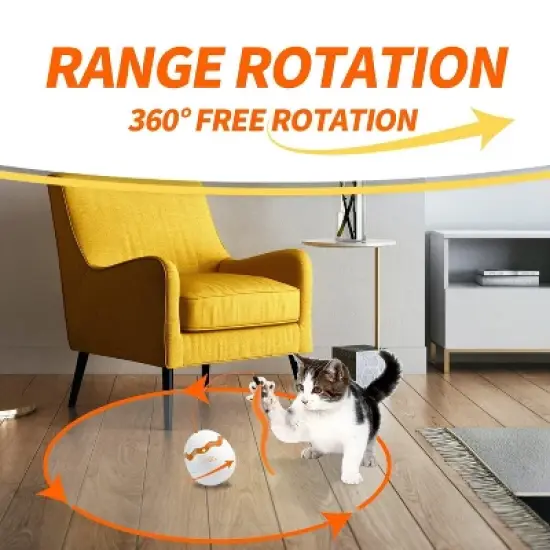 Allforpaws Intractive Cat Toy Dinosaur Egg Spinner Cat Toy, Orange image {1}