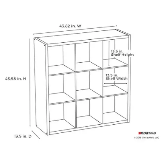 ClosetMaid 459000 Heavy Duty Decorative Bookcase Open Back 9-Cube Storage Organizer, Graphite Gray (2 Pack) image {4}