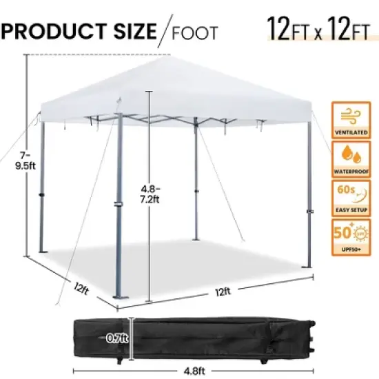 Yaheetech Pop-up Canopy Tent 12'X12' for Home Backyard Parties image {8}