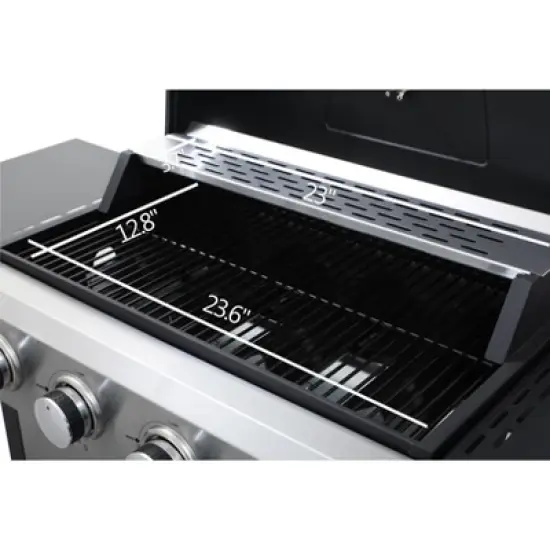 GDFStudio Kitty 34200 BTU Propane Gas 4-Burner BBQ Grill with Foldable Work Table, Shelves and Wire Enamel Cooking Grids image {3}