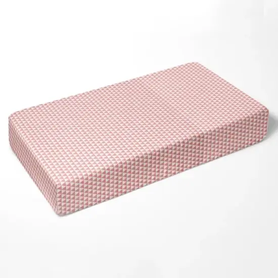 Bacati - Olivia Coral Triangles Muslin 100 percent Cotton Universal Baby US Standard Crib or Toddler Bed Fitted Sheet image {1}