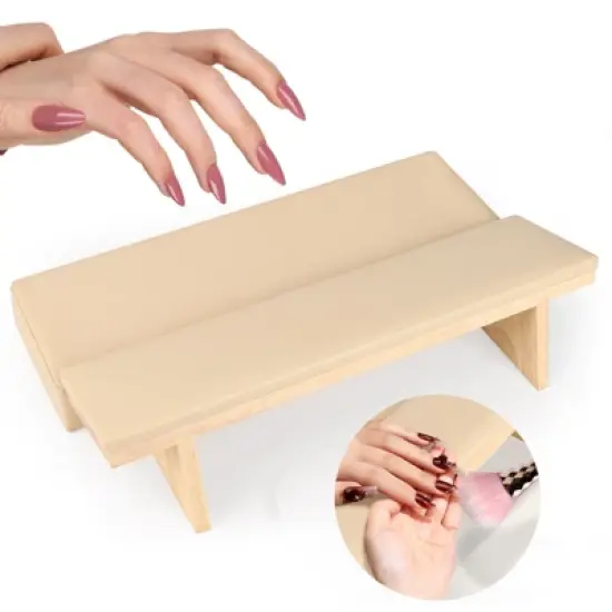 SAVILAND Pro Salon Armrest System - Solid Wood Base w/Leather & Memory Foam Ergo Cushion.(Beige) image {7}