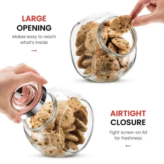 Bormioli Rocco Pandora Glass Candy Jar 75.5 oz Cookie Jar, 2 Pack, Plastic Airtight Seal Lid 2-Way Display, Bulk-Food Storage Jar for Snacks, Dry Food image {5}