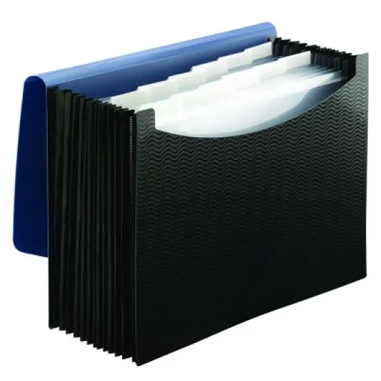 Smead Poly Expanding File, 12 Dividers, Flap and Cord Closure, Letter Size, Wave Pattern Blue/Black (70863) image {5}