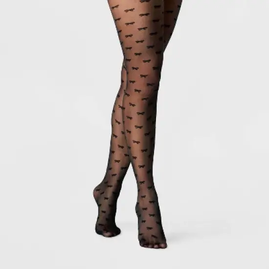 Women's Bow Sheer Tights - A New Day&trade; Black image {2}